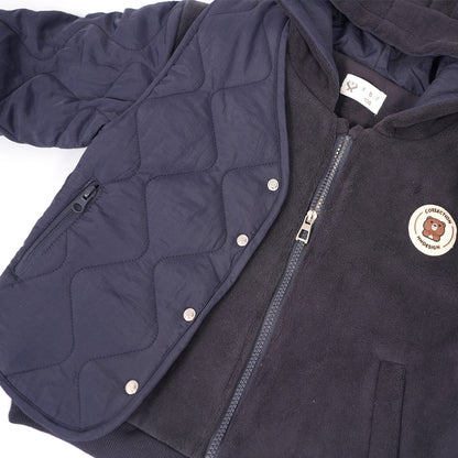 Navy Three-Piece Quilted Set with Bag