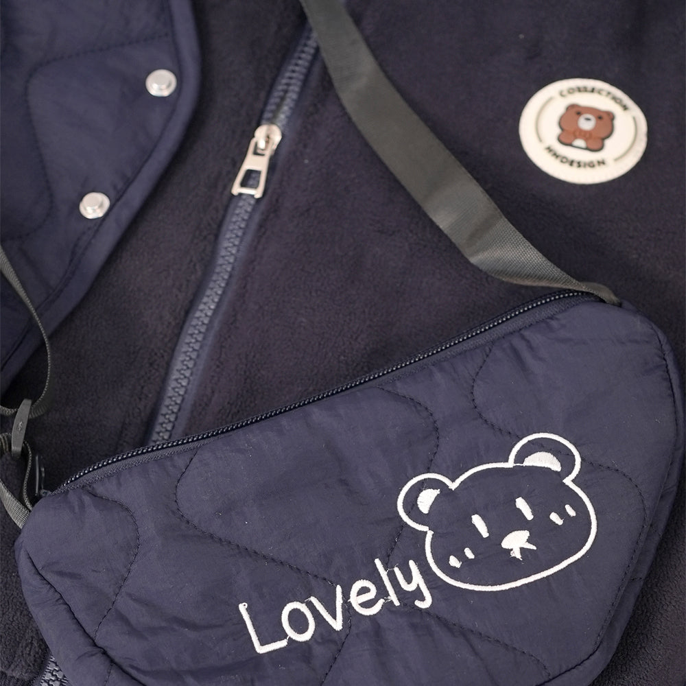 Navy Three-Piece Quilted Set with Bag