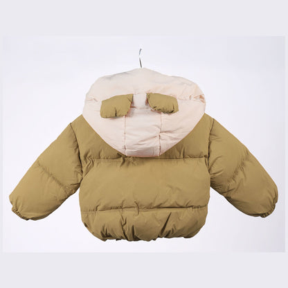 Camel brown padded jacket with teddy charm
