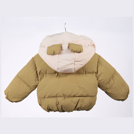 Camel brown padded jacket with teddy charm