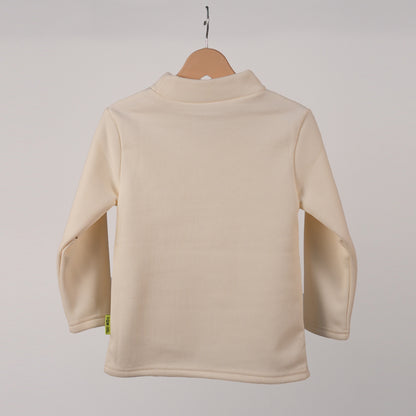 White tee with embroidered collar motif