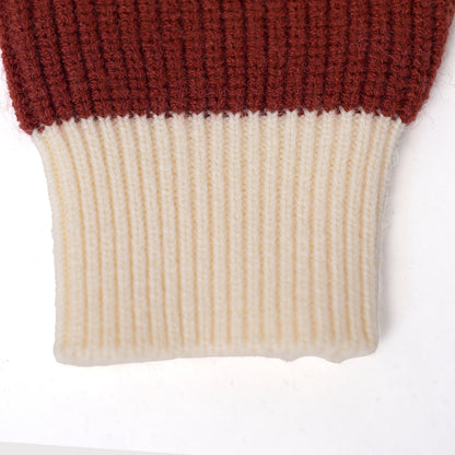 Red and cream striped panda cardigan