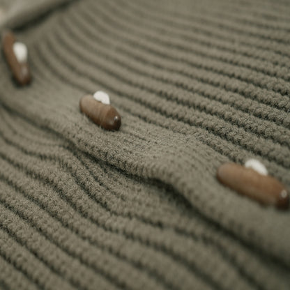 Olive chunky cardigan with wooden buttons
