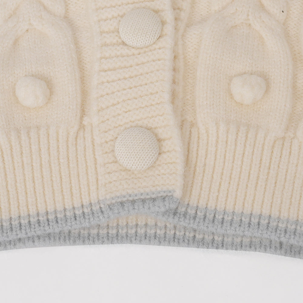 Cream sweater with blue flower accents