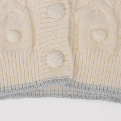 Cream sweater with blue flower accents