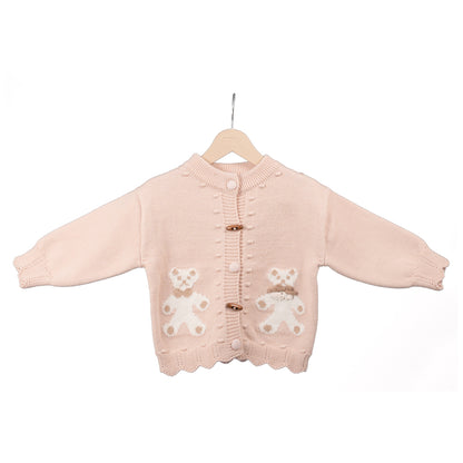 Pink teddy knit cardigan