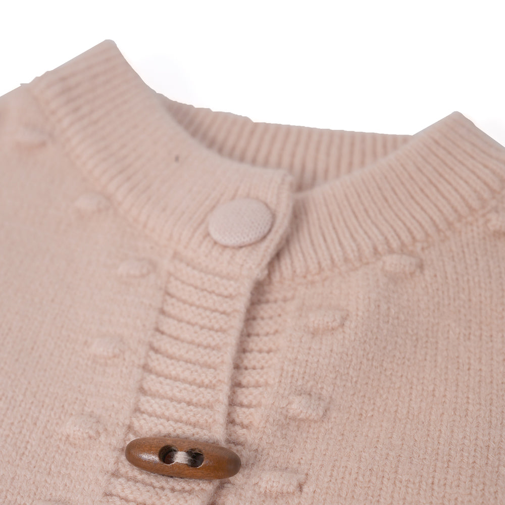 Pink teddy knit cardigan