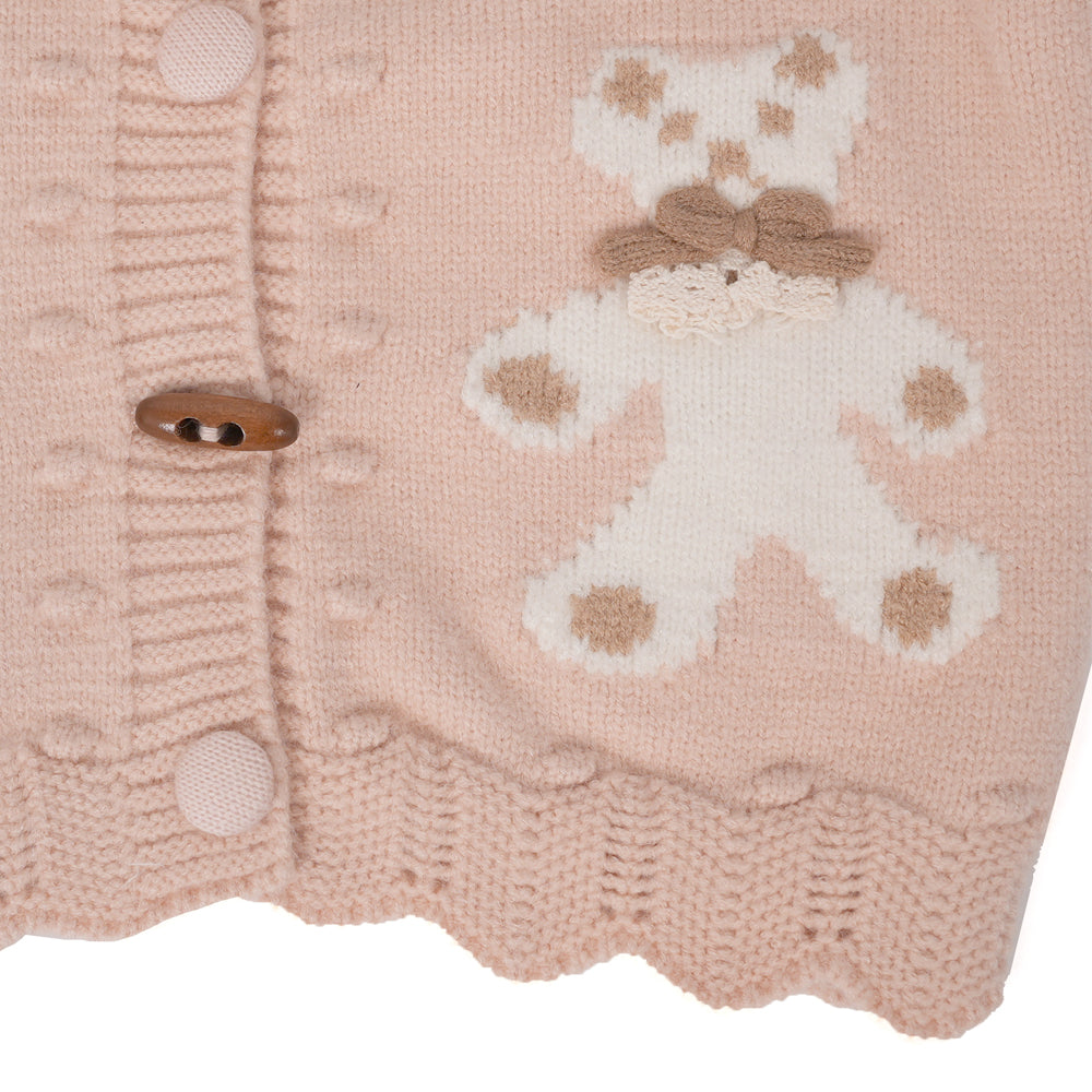 Pink teddy knit cardigan