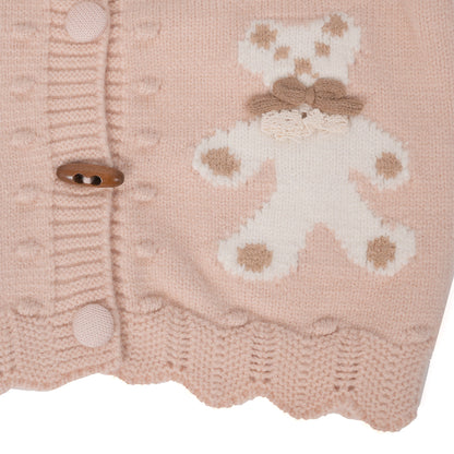 Pink teddy knit cardigan