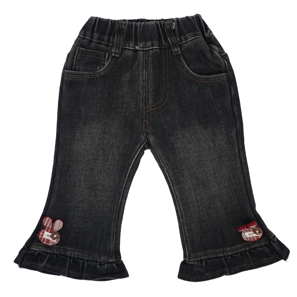 Denim Pants with Bunny Hem Detail