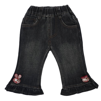 Denim Pants with Bunny Hem Detail