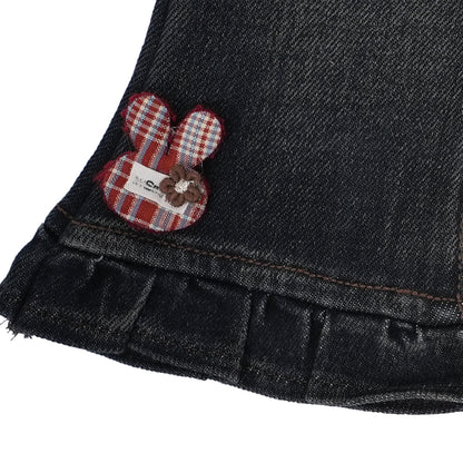 Denim Pants with Bunny Hem Detail