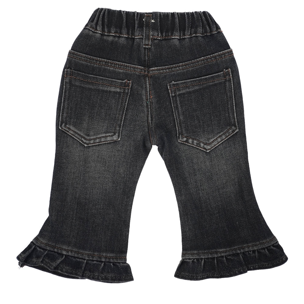 Denim Pants with Bunny Hem Detail