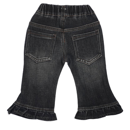 Denim Pants with Bunny Hem Detail