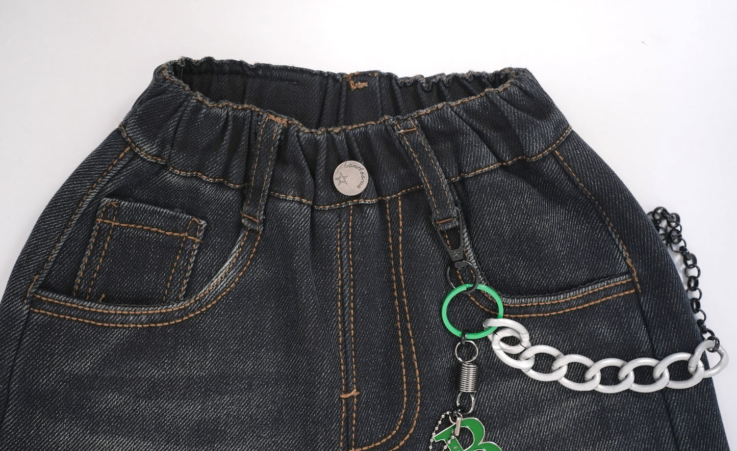 Chain Detail Denim Pants