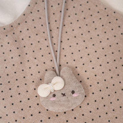 ⁠Double Ruffle beige Knit Dress