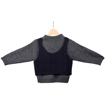 Grey and Navy layered knit set