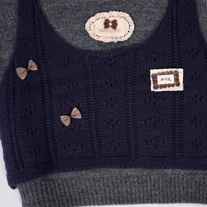 Grey and Navy layered knit set