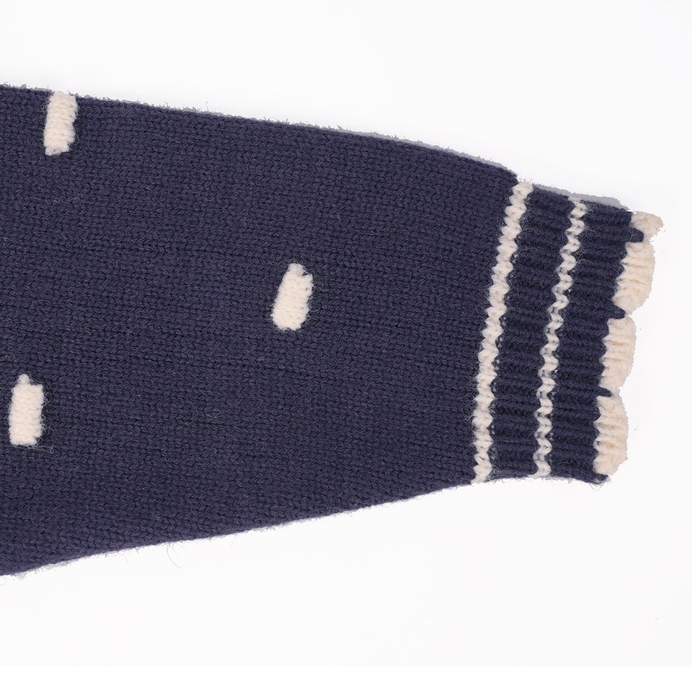 Navy sweater with bows and trims