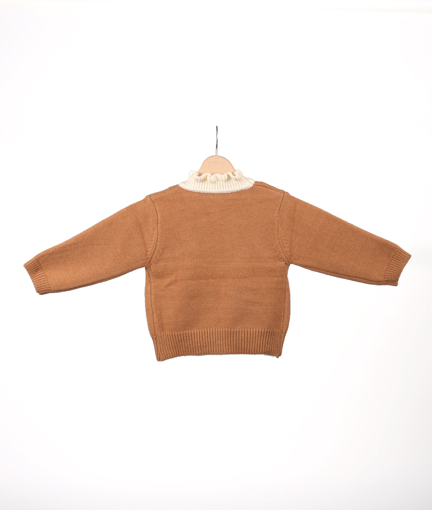 Camel knit cardigan set with cream inner top