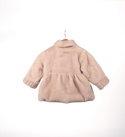 Pom-Pom Trimmed Faux Fur Coat