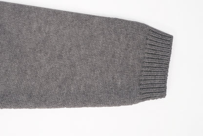 Grey knit cardigan set with cream inner top