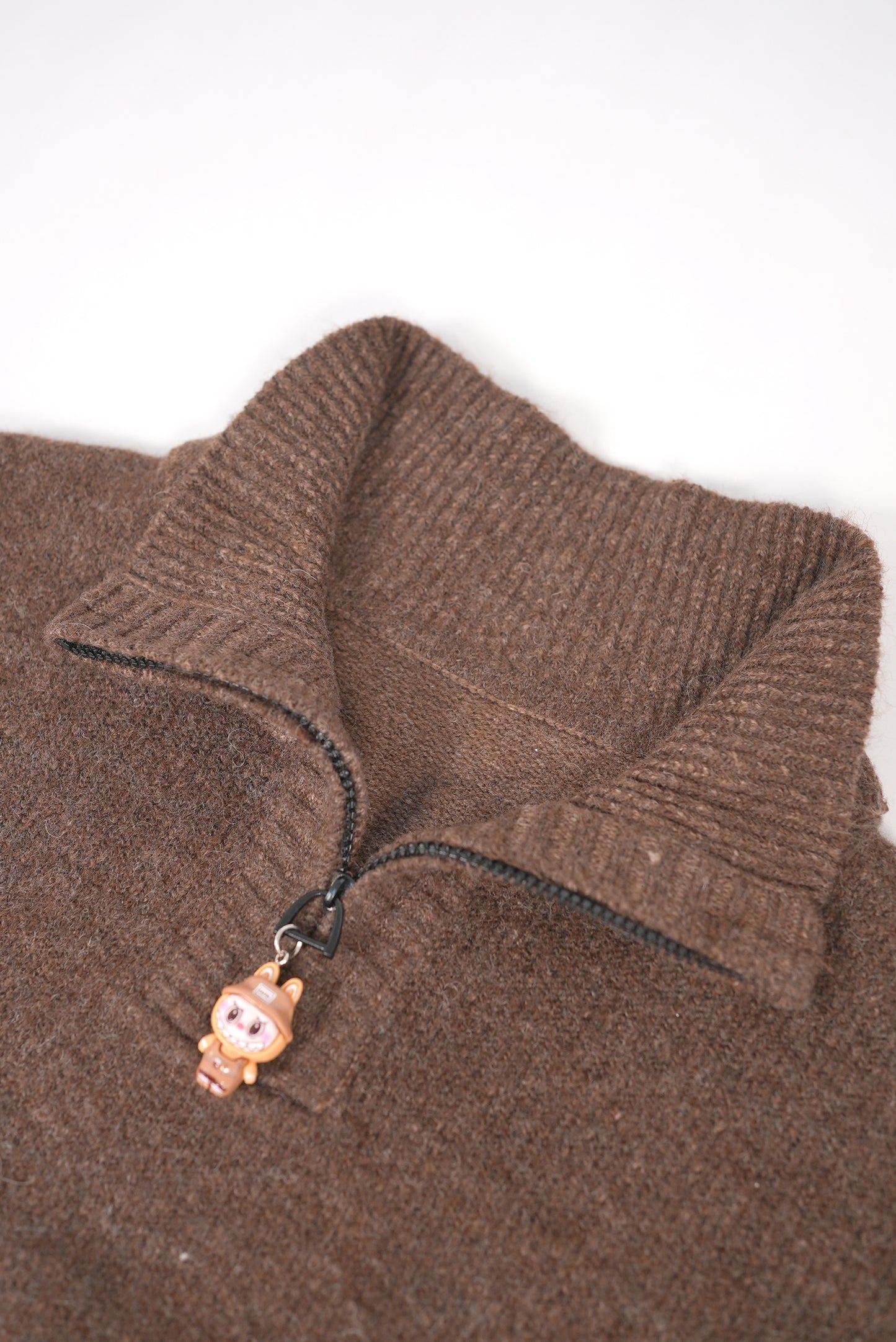 Half-Zip Knitted Sweater –  Taupe