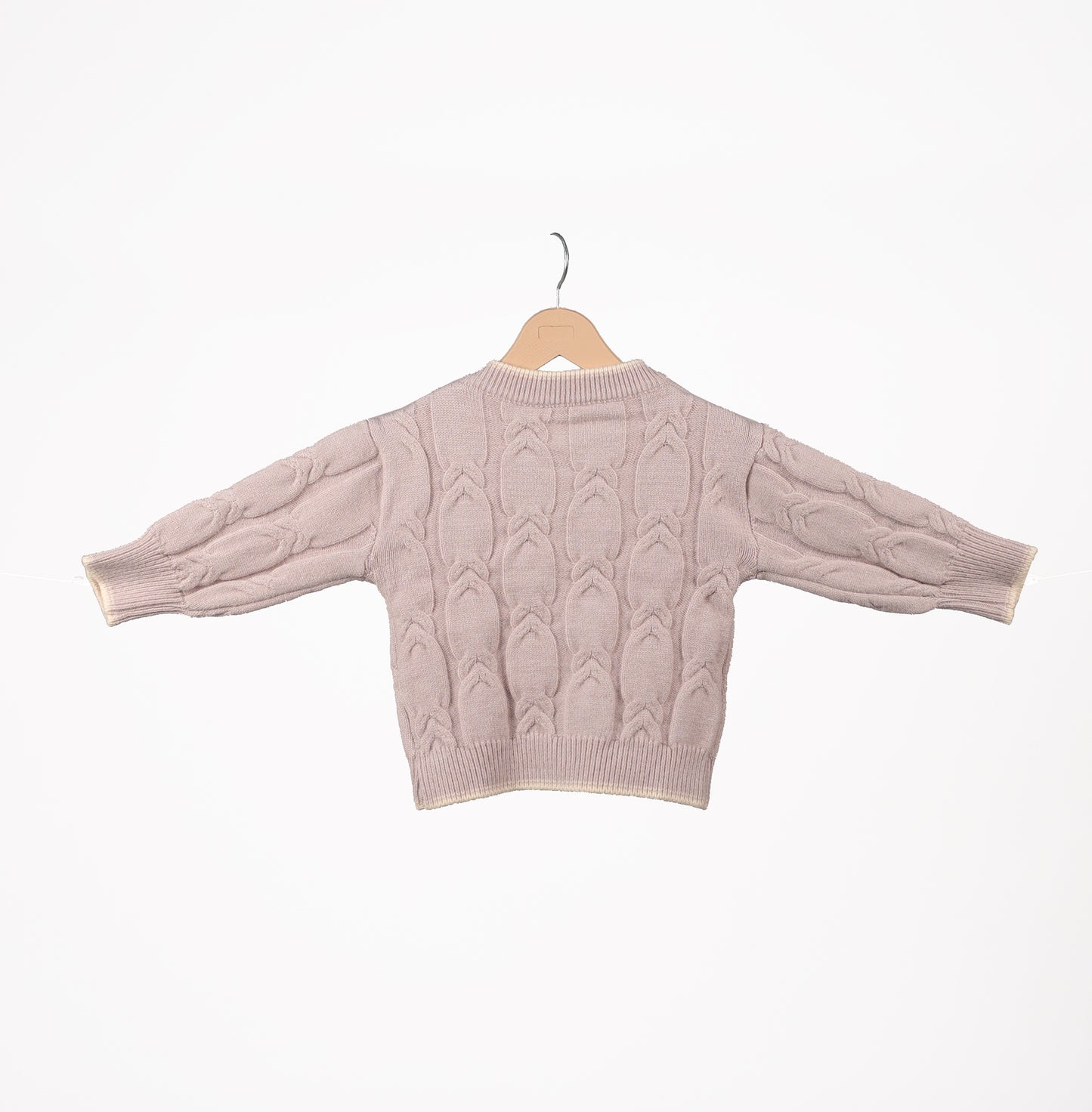 Dusty lilac sweater with white flower accents