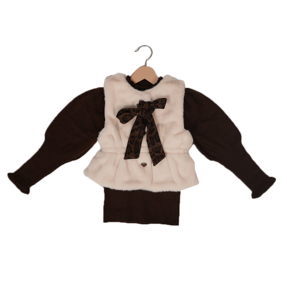 Wildly Chic – Leopard Print Skirt & Faux Fur Vest Set for Mini Fashionistas