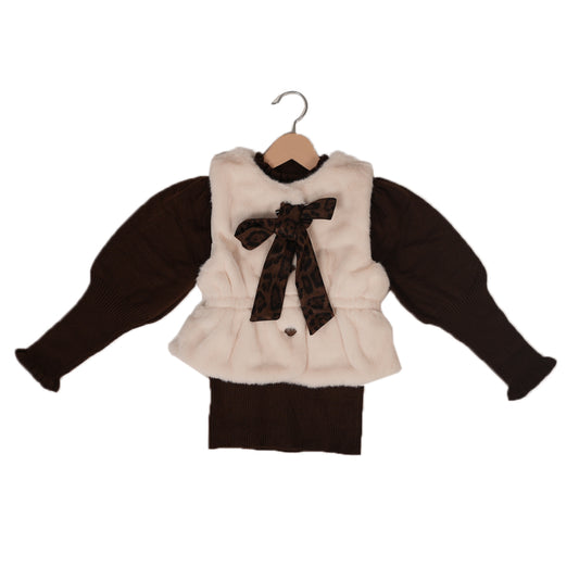 Wildly Chic – Leopard Print Skirt & Faux Fur Vest Set for Mini Fashionistas