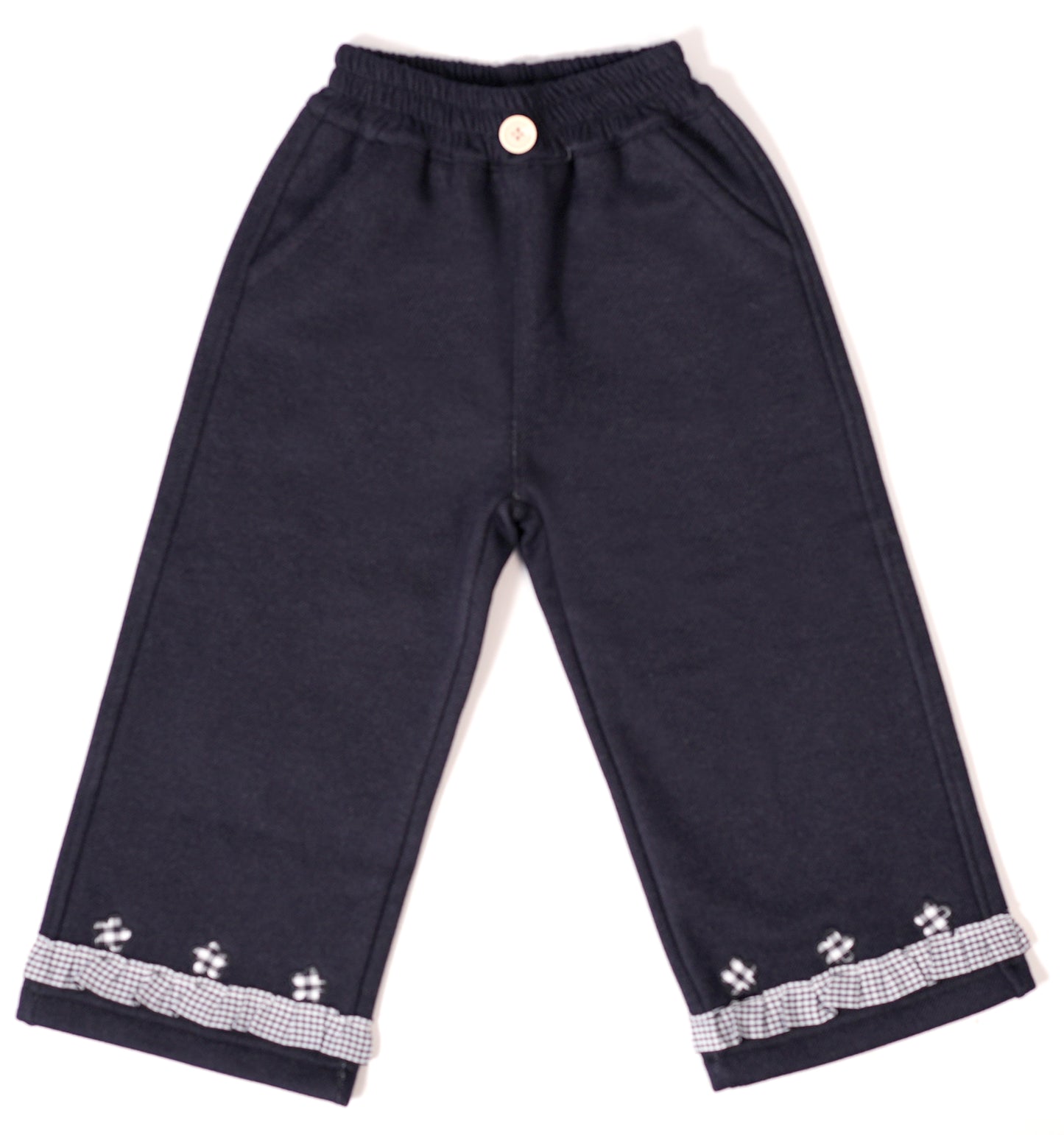 Gingham Trimmed Straight Pants