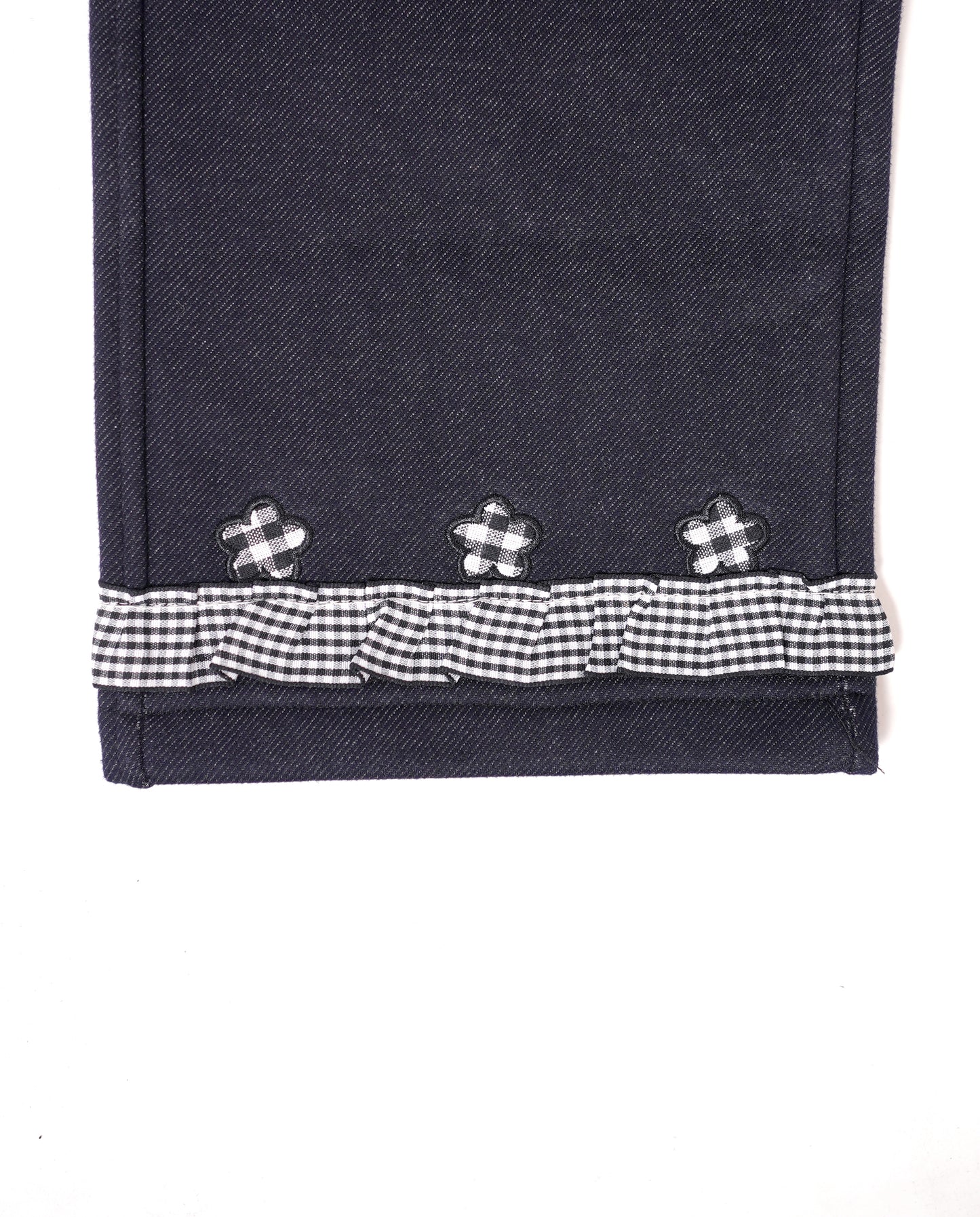 Gingham Trimmed Straight Pants