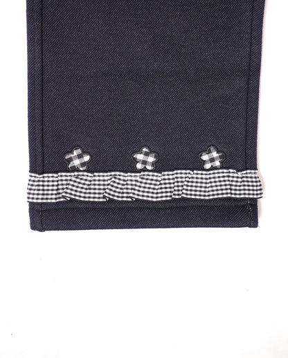 Gingham Trimmed Straight Pants