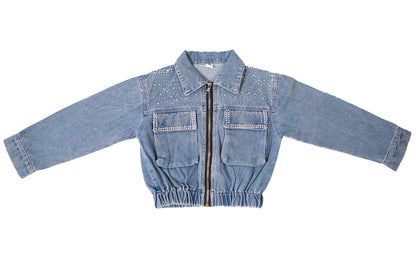 Stud Zip Denim Set