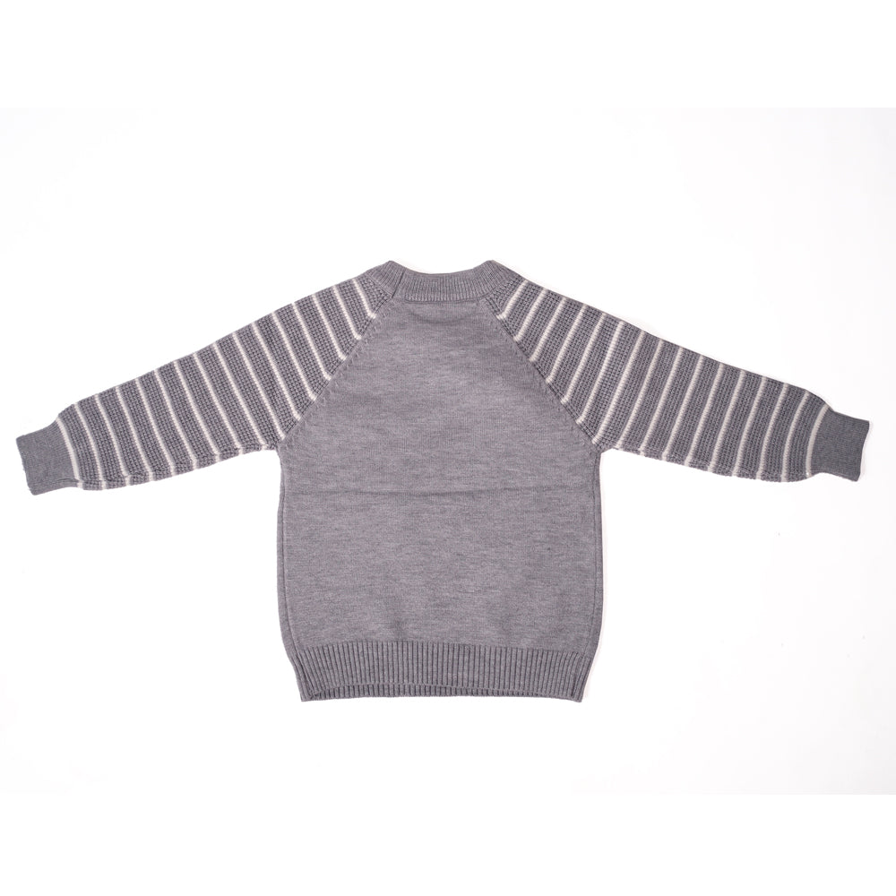 ⁠Grey Bear Stripe Sweater