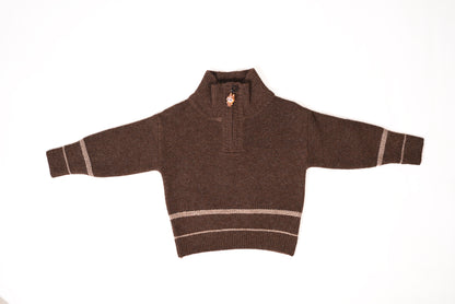 Half-Zip Knitted Sweater –  Taupe