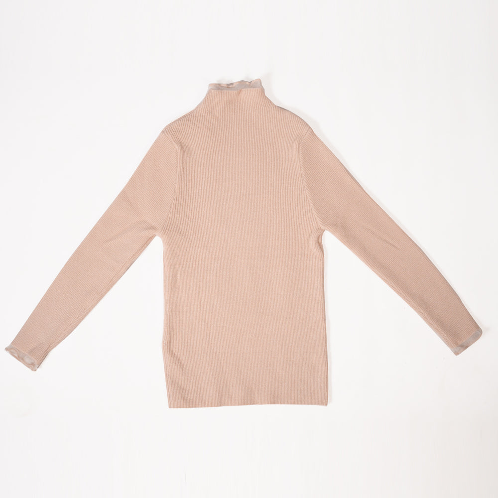 Beige mock neck pullover