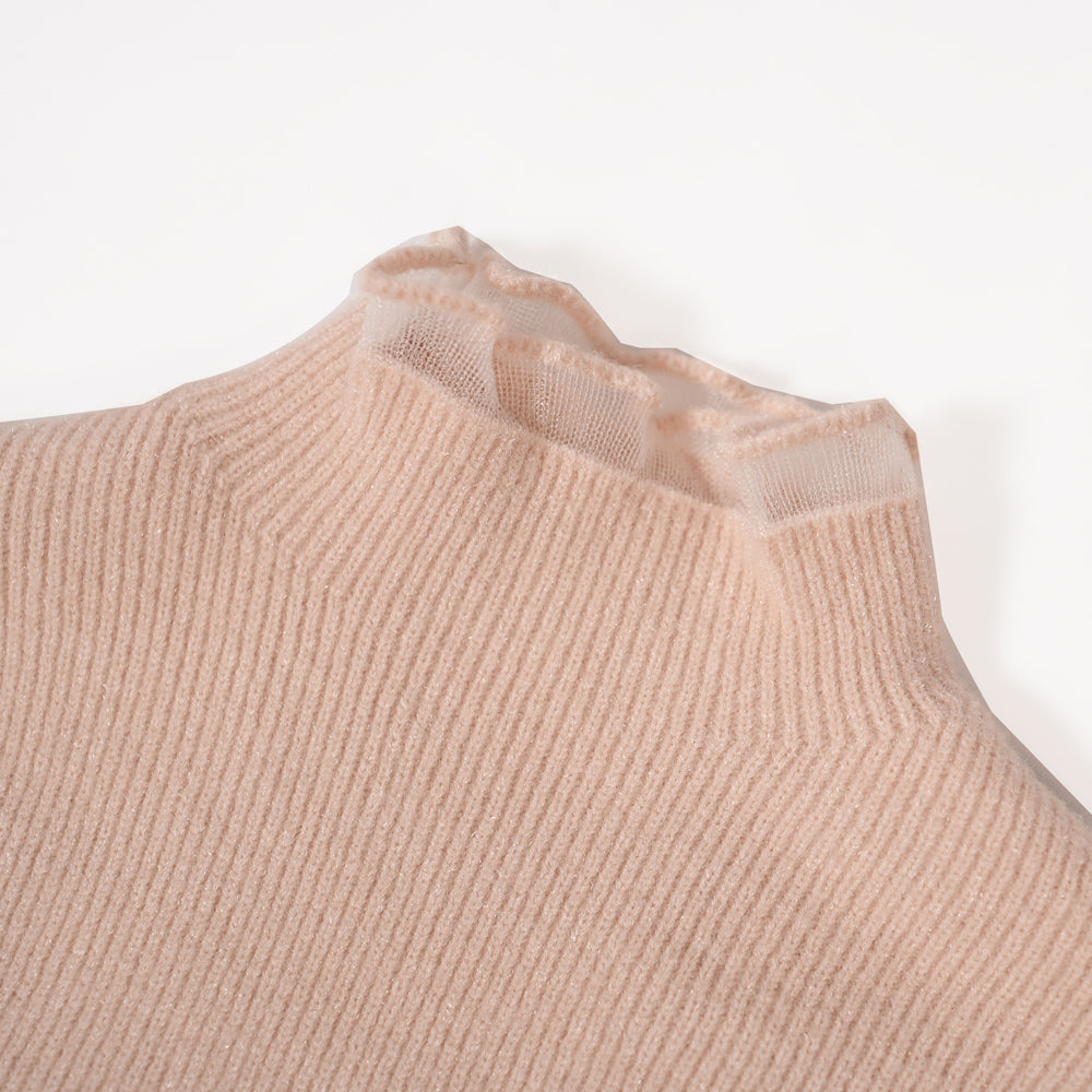Beige mock neck pullover