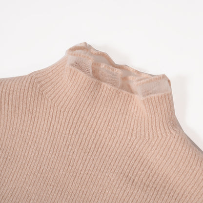 Beige mock neck pullover