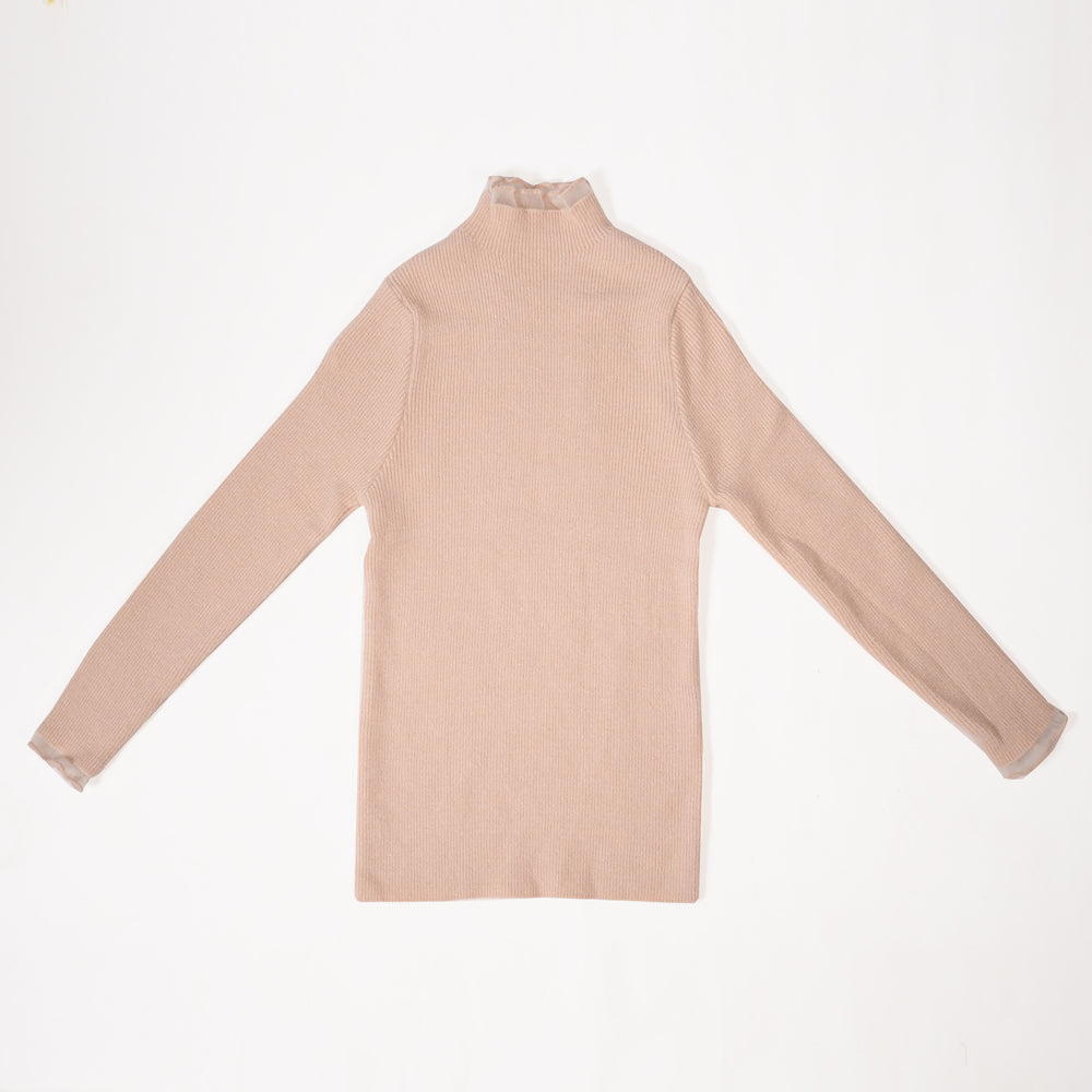Beige mock neck pullover