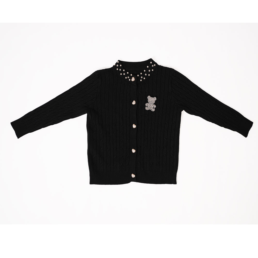 Black Cardigan and Black Skirt Set