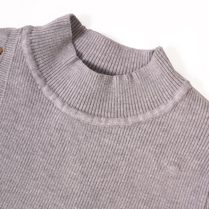 Soft knit pullover with metal buttons