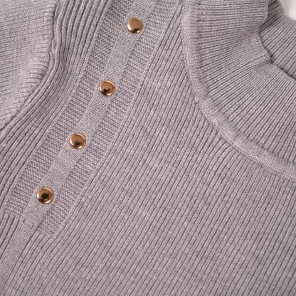 Soft knit pullover with metal buttons