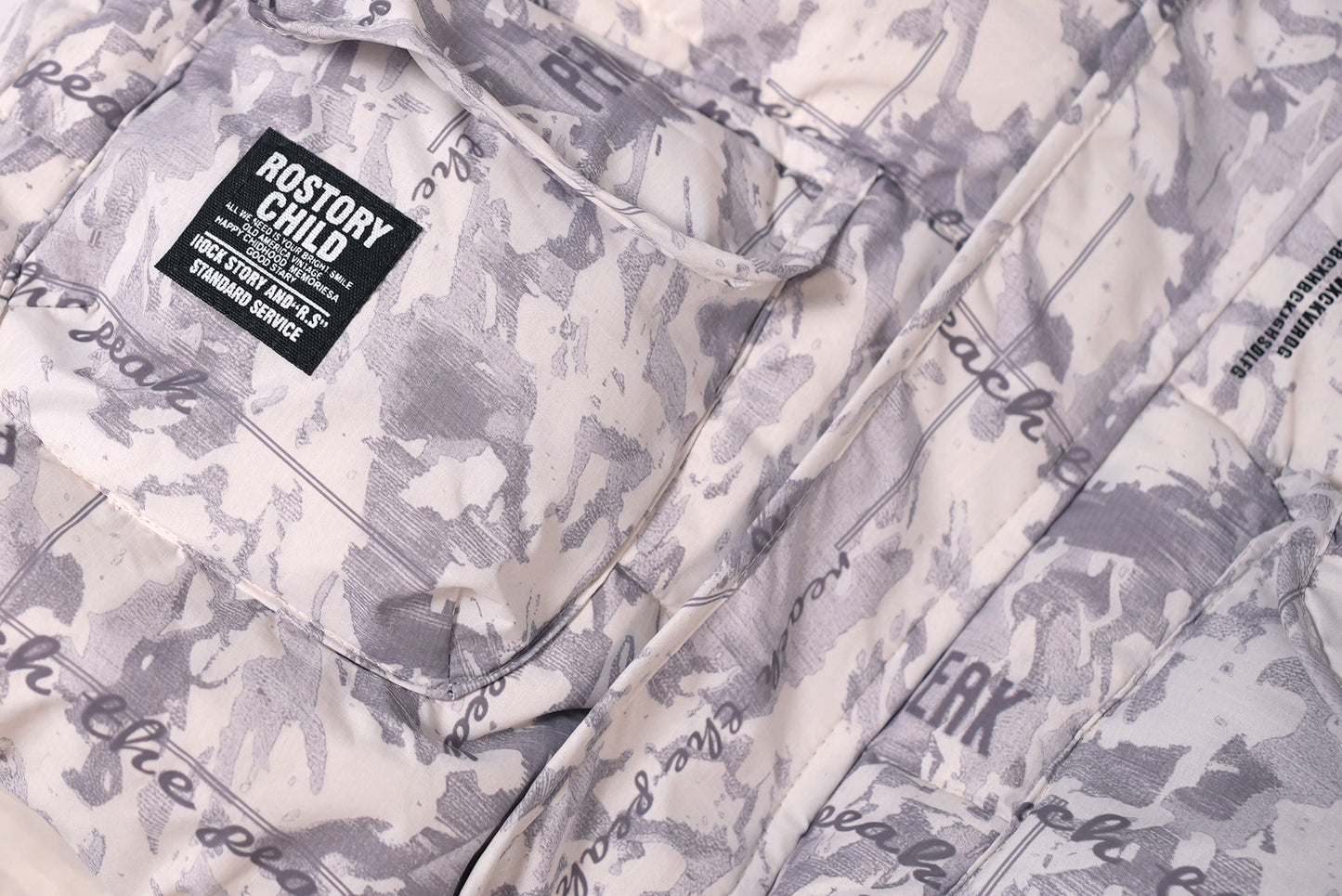 Grey Camo-Effect Puffer