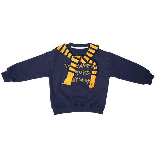 ⁠Navy Striped Scarf Sweatshirt