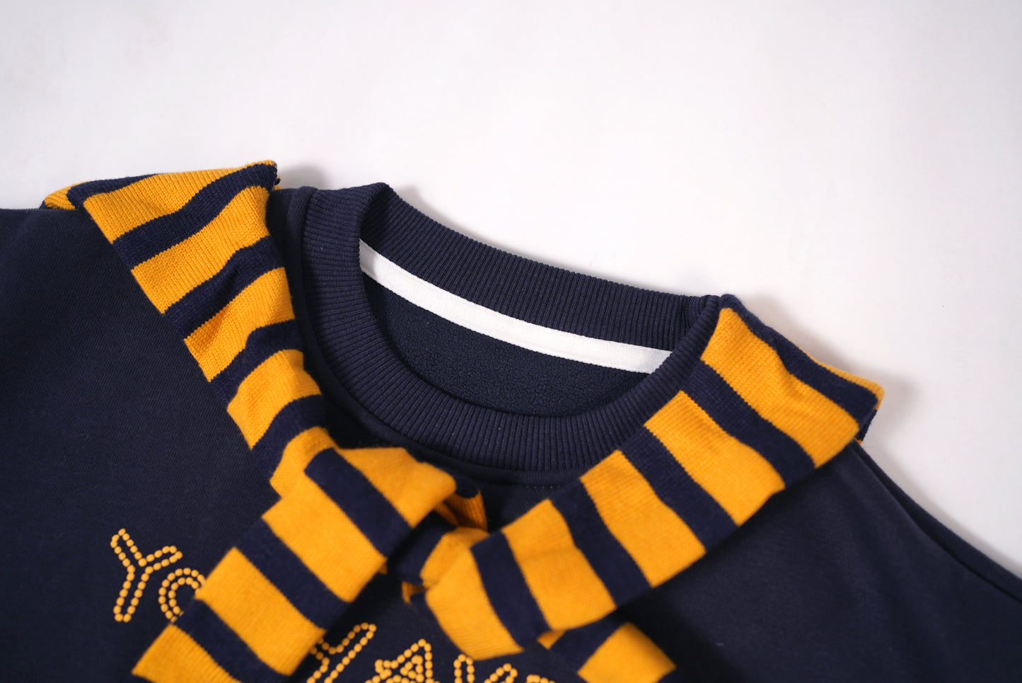 ⁠Navy Striped Scarf Sweatshirt