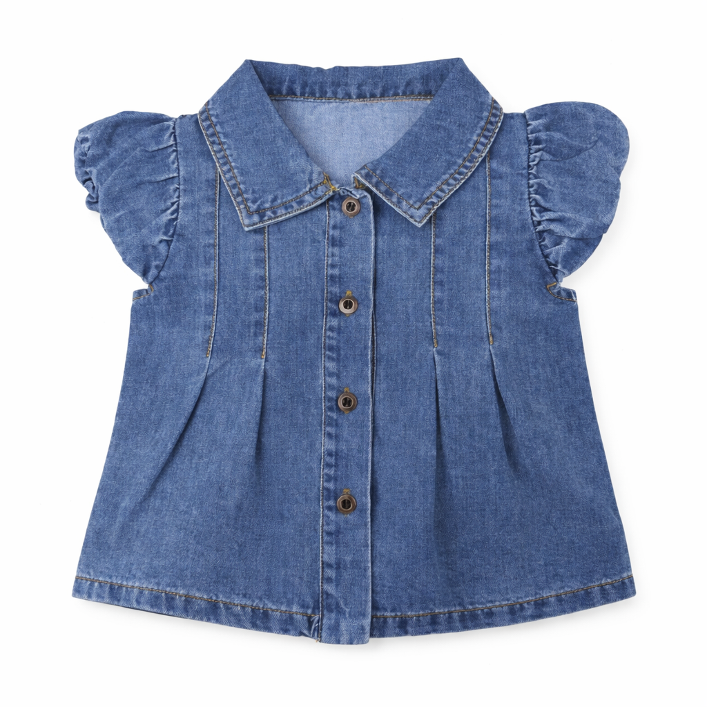 Denim Frill Sleeve Coord Set