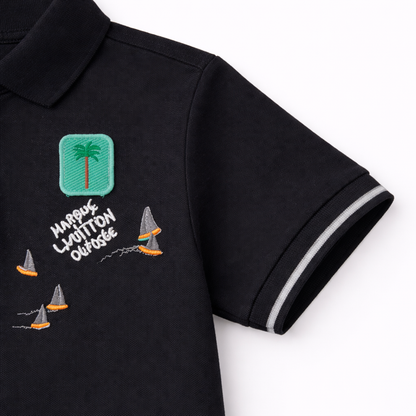 Happy Vacation black Polo Tee