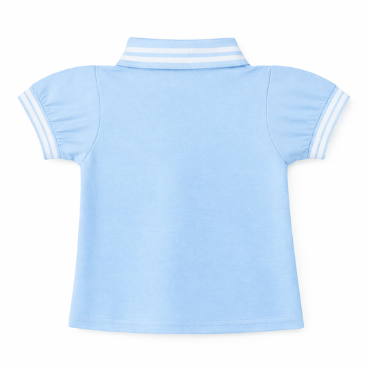 Blue Stripe Collar Polo Tee