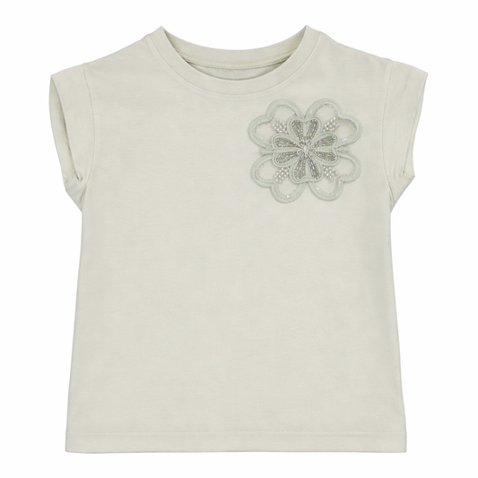 Elegant Floral Appliqué Tee